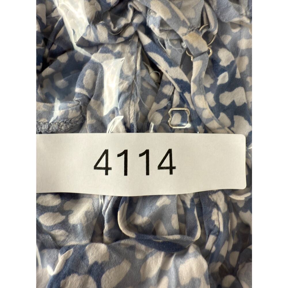 Lovestitch Size L Abstract Button Front Tank Top Blue Sleeveless V Neck - Picture 9 of 9